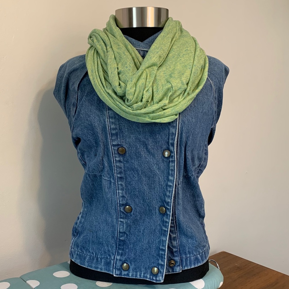 Green and blue infinity scarf